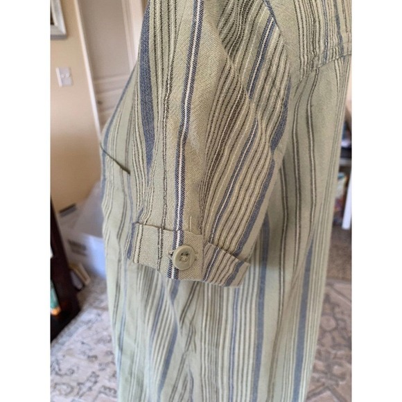 Anthropologie Cloth & Stone Dress Sz Small Green Short Sleeve Buttons Hi Lo Hem - Picture 7 of 12